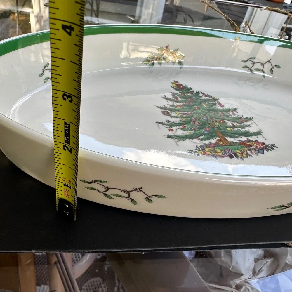 Spode CHRISTMAS TREE Large Oval Baker Roadting Dish Oven To Table 14.5 X 9 X 2